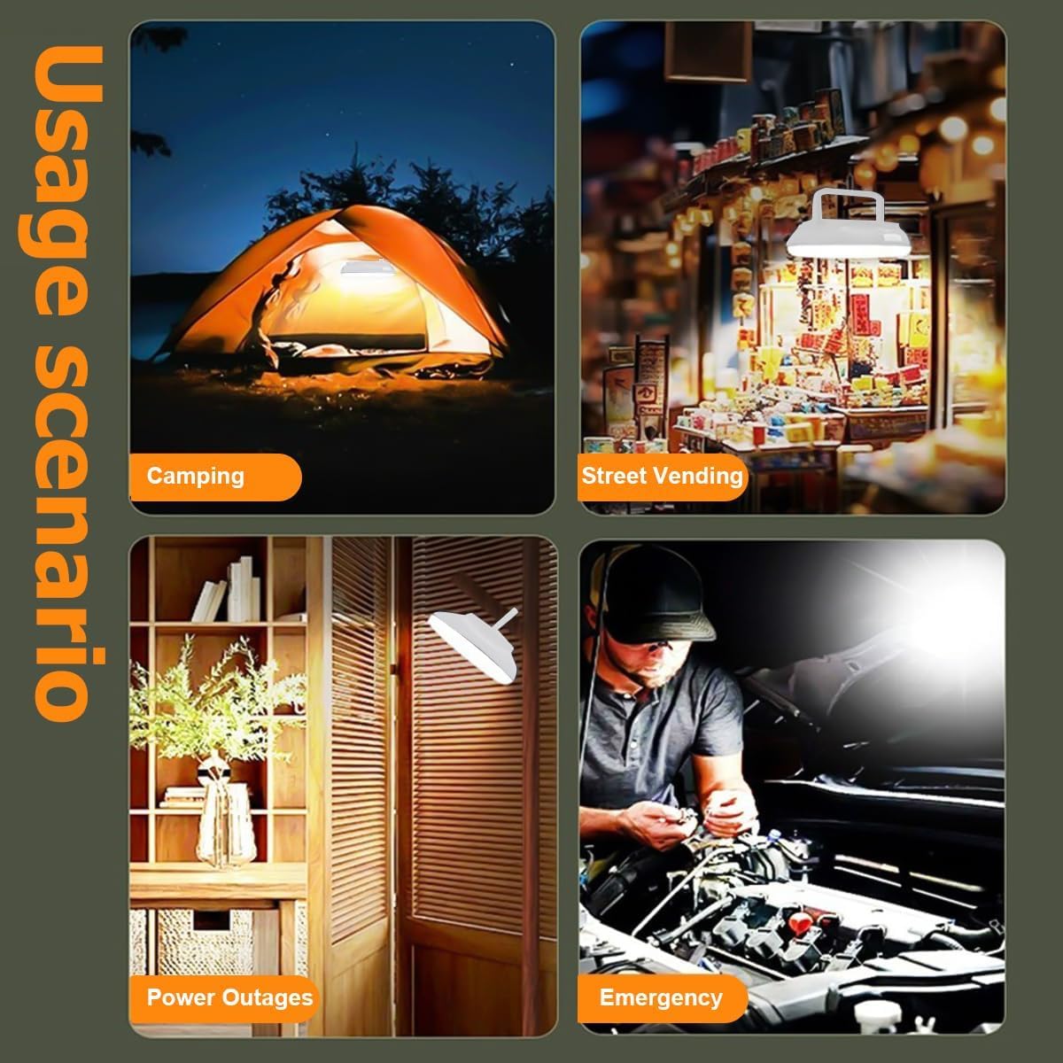 Luz solar USB de camping con control remoto, linterna portátil para camping, impermeable, lámpara de tienda de campaña al aire libre para camping, toldo, emergencia de huracanes, cortes de energía