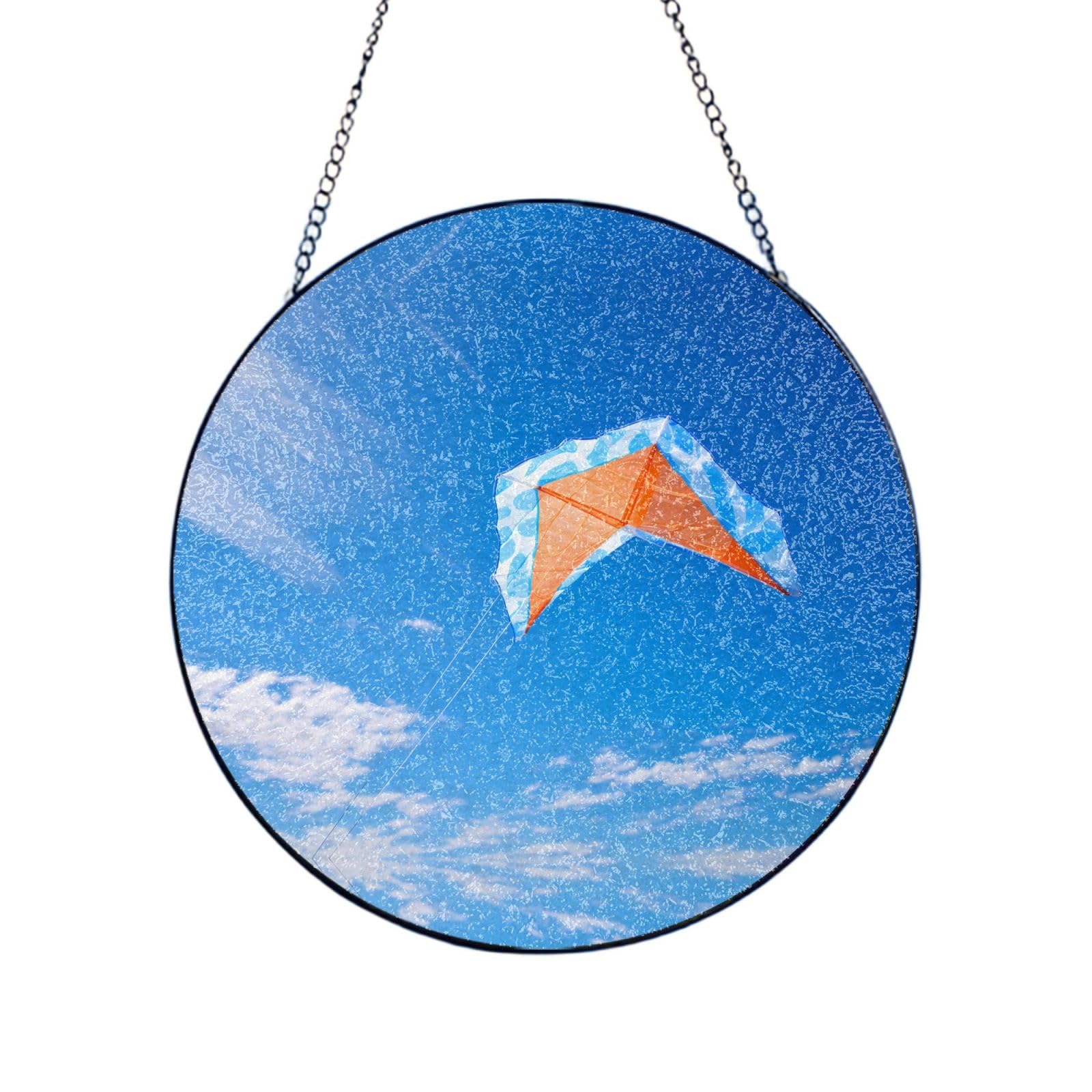 Phayah Cartoon Kite Print Stained Glass Window Hanging Sun Catchers Decoration Mother'S Day Birthday Gifts For Home Garden Porch 6in（15cm）