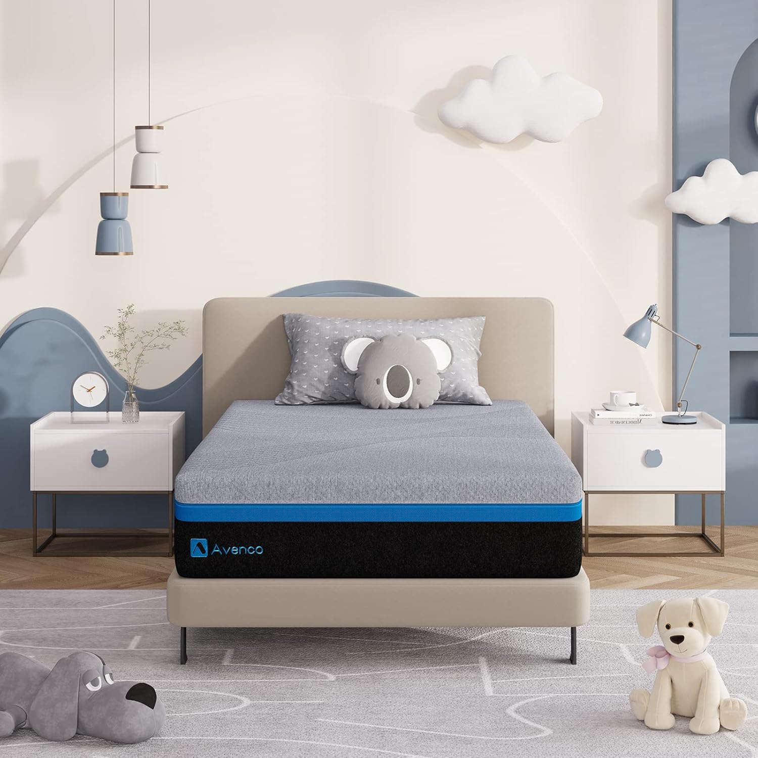 Avenco Twin Mattress, 10 Inch Mattress in a Box Twin Size with Gel Memory Foam & Breathable Cover, Pressure Relieving, Twin Bed Mattress Medium Firm Supportive, CertiPUR-US Certified Black & Grey Twin 10 inch