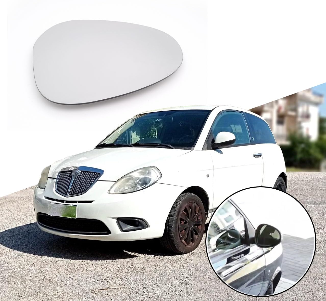 BSSTORE Vetro Specchio Retrovisore Termico Grande per YPSILON (843) dal 2010 al 2011 (Sinistra - Lato Conducente)