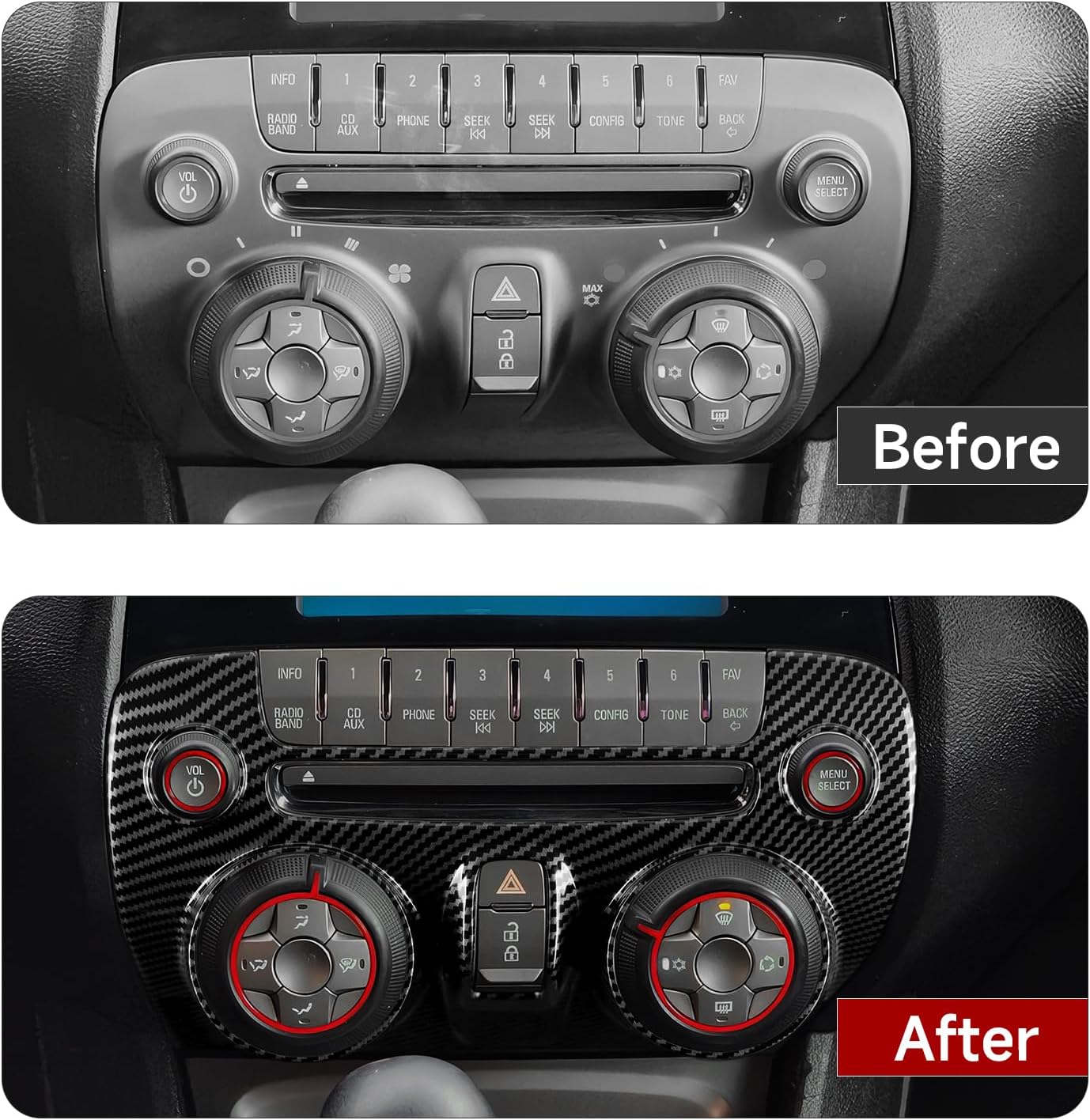 Car Center Console Panel Sticker ABS Carbon Fiber Decal Interior Trim Cover for Chevrolet Camaro ZL1 2010 2011 2012 2013 2014 2015 Accessories
