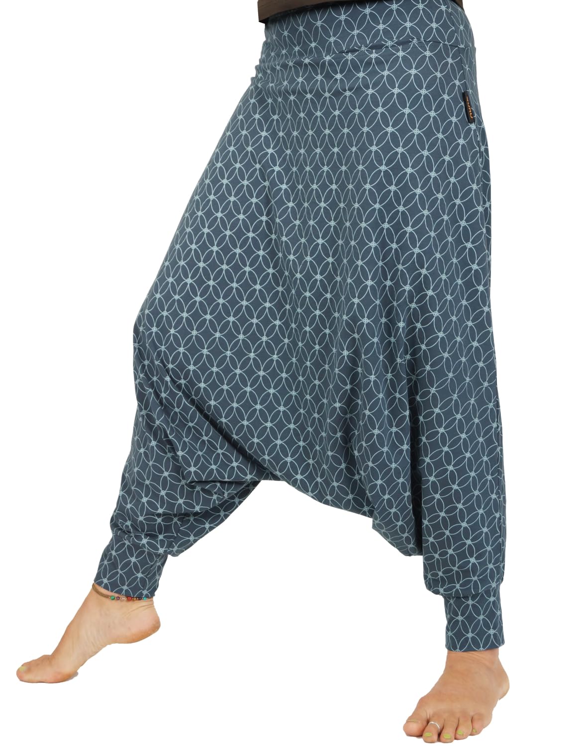 GURU SHOP Afghani - Pantalones de algodón orgánico, harén orgánico, pantalones de yoga, pantalones de Aladino, para mujer, Majólica, 42