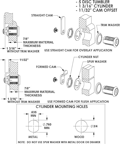 Miniatura 2 de 2 unidades compx Gabinete Nacional Cam Lock 1  34" Cilindro, # c346 a maestra)