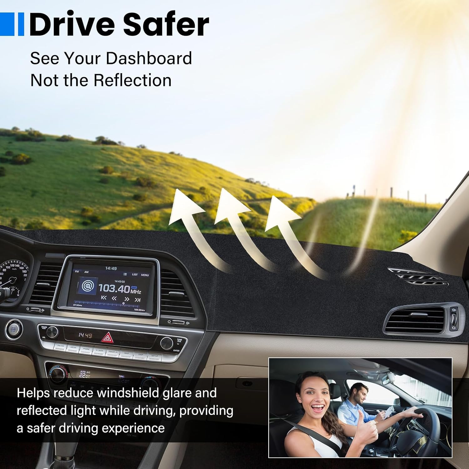 Dash Cover Mat Compatible with Hyundai Sonata 2015 2016 2017 2018 2019 Dashboard Cover for Pad Custom Car Dashboard Interior Accessories Ornament