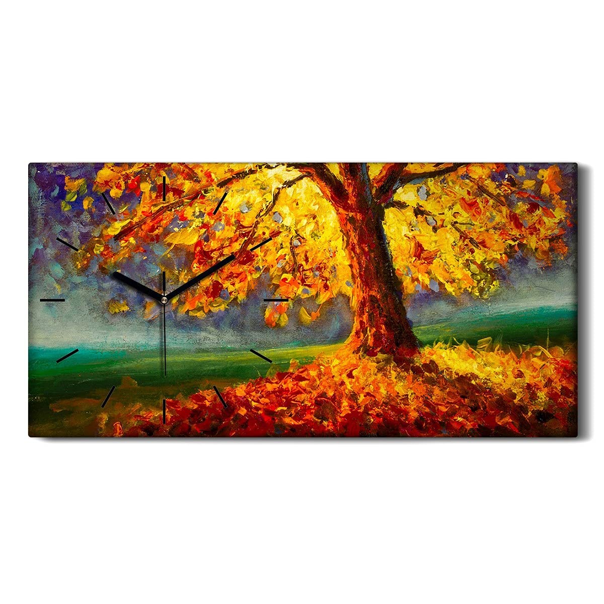 Horloge Murale Salon et Chambre Tableau Arbre Automne Décoration Lumineuse