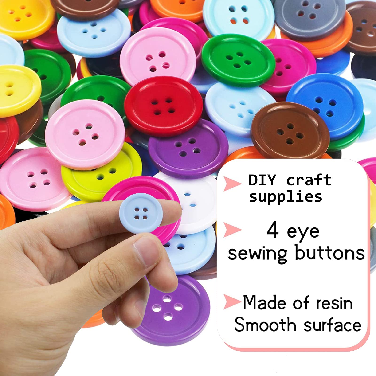 180 Bottoni Di Resina Colorati - 20mm 4 Fori, 12 Colori Con Scatola Portabottoni, Per Cucito E DIY - Foto 6
