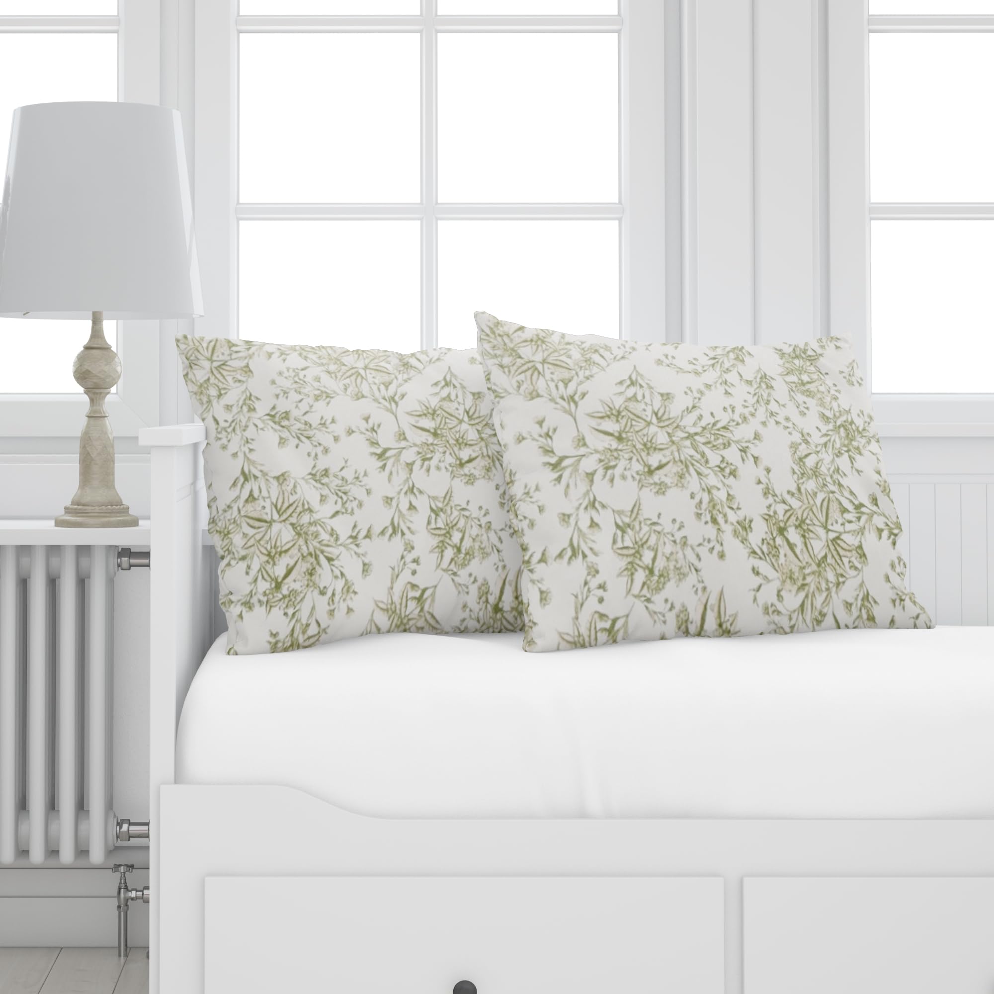 LINENWALAS 100% Cotton Twill King Size Pillow Case Set of 2 | Soft, Breathable & Durable Printed Pillowcases |Premium Cotton Twill Bed Pillow Covers (20x36 Inches, Green Botanical)