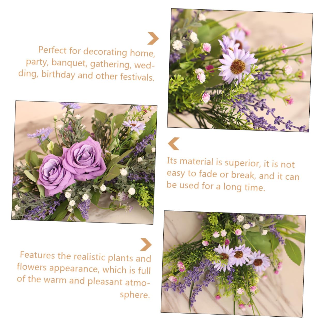 ABOOFAN Ghirlanda Di Fiori Artificiali Per Decorazione Della Porta Ghirlanda Primaverile Rosa Per Matrimoni e Feste Facile Da Installare e Perfetta Per Eventi e Decorazioni Domestiche