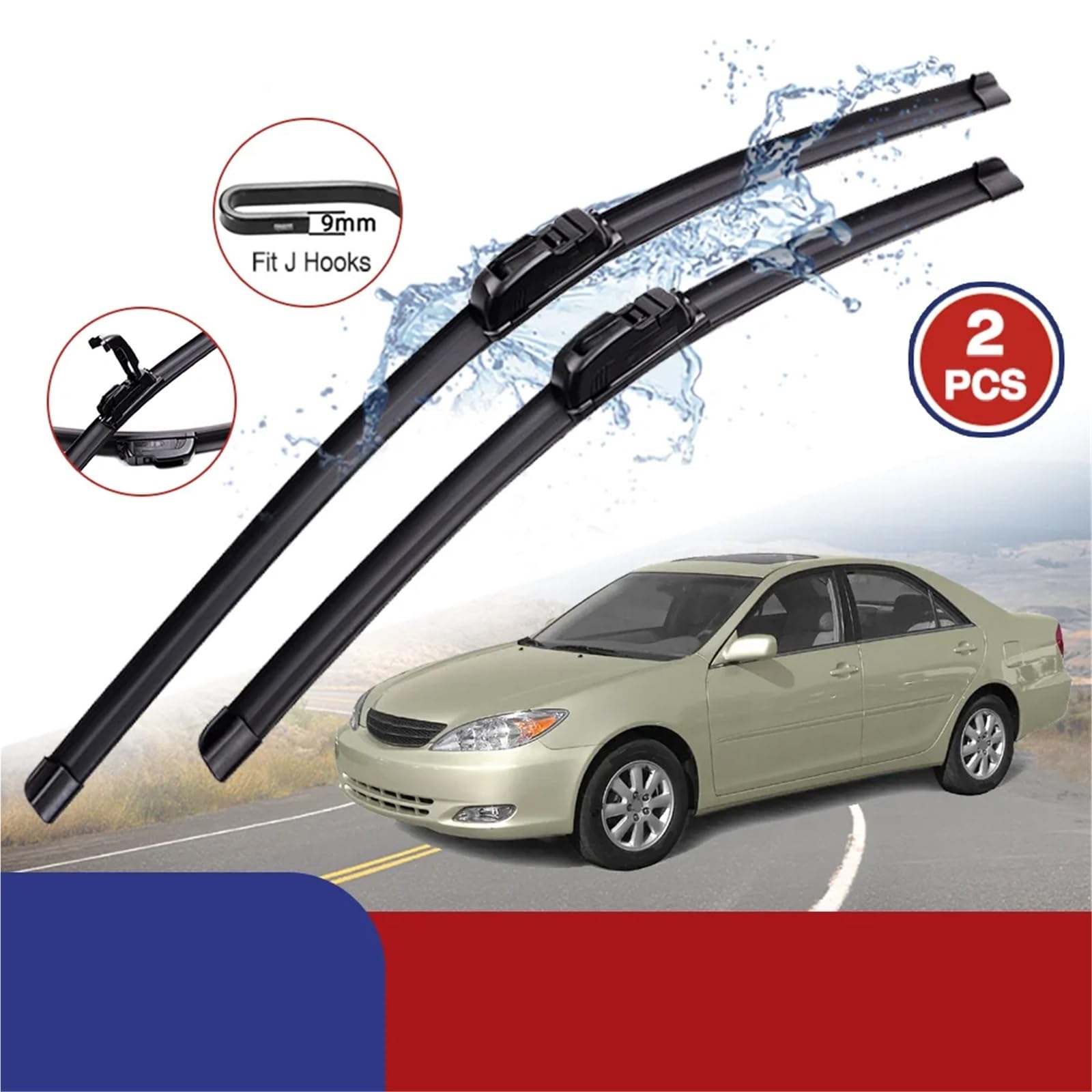 Limpiaparabrisas De Coche Compatible Con Toyota Para Camry Para XV20 1997 1998 1999 2000 2001 2002 2003 Limpiaparabrisas De Coche Para Tipo U Goma Suave Deshuesado HD Silencioso 21"+19"