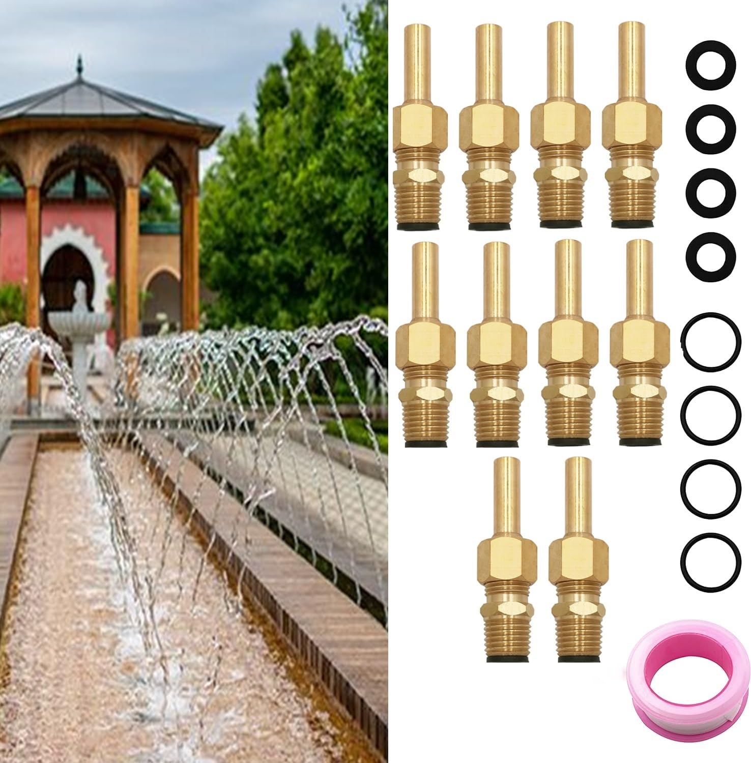 Brass Adjustable Type Fountain Nozzle 3/8"| Curtain Landscape Garden Multi Direction Ball Joint Jet Nozzle with Water Sprinkler Spray Head (Nozzle Hole 4mm Thread size 3/8 inch BSP) (PACK OF 10PCS) (B0CW1V92S7) Amazon Price History, Amazon Price Tracker
