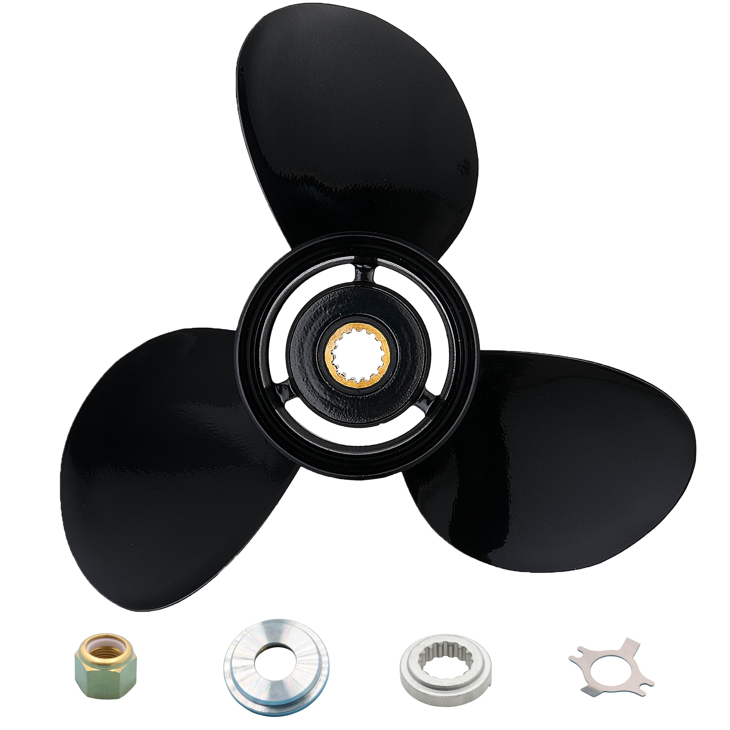 13 1/4 x 17 Boat Motor Aluminum Alloy Propeller fit for Mercury Engines 60-125HP Outboard Propeller,15 Tooth,RH,3 Blades,Black, 13.25 x 17,Replaces 48-77344A45