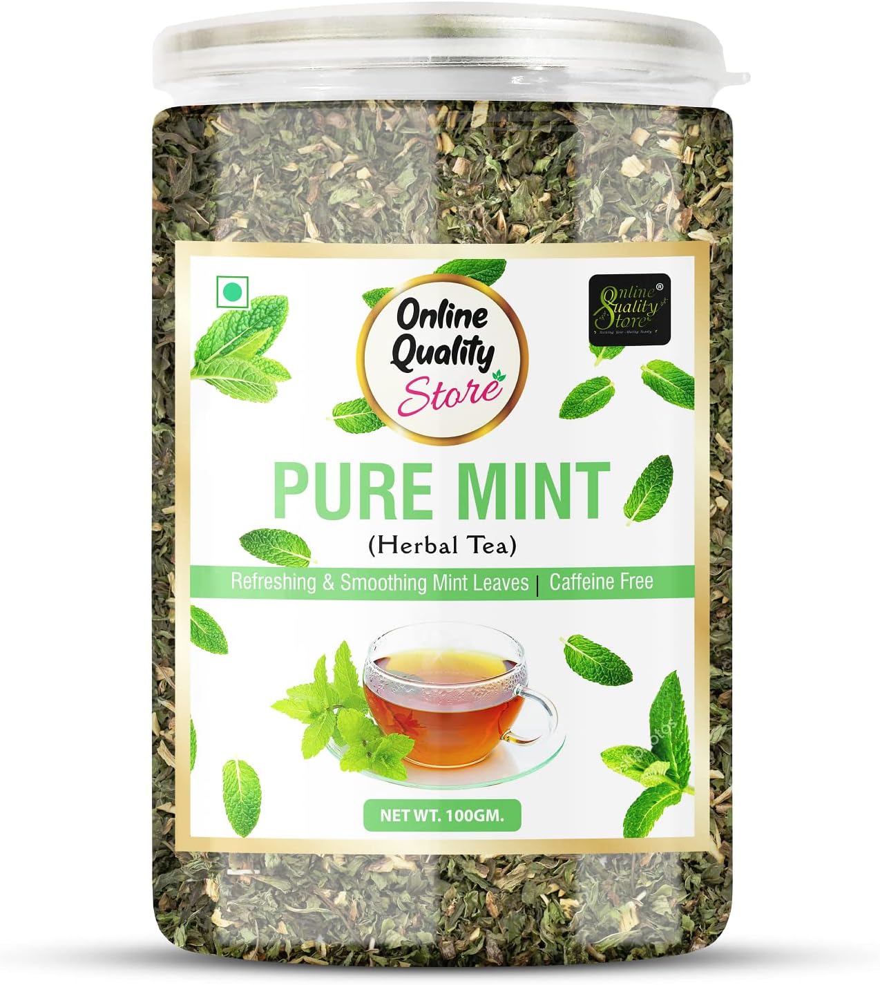 Online Quality Store Natural Mint Herbal Tea-100g |Tea| Spearmint Herbal Tea for Relieves stress Herbal Tea Plastic Bottle (100 g)