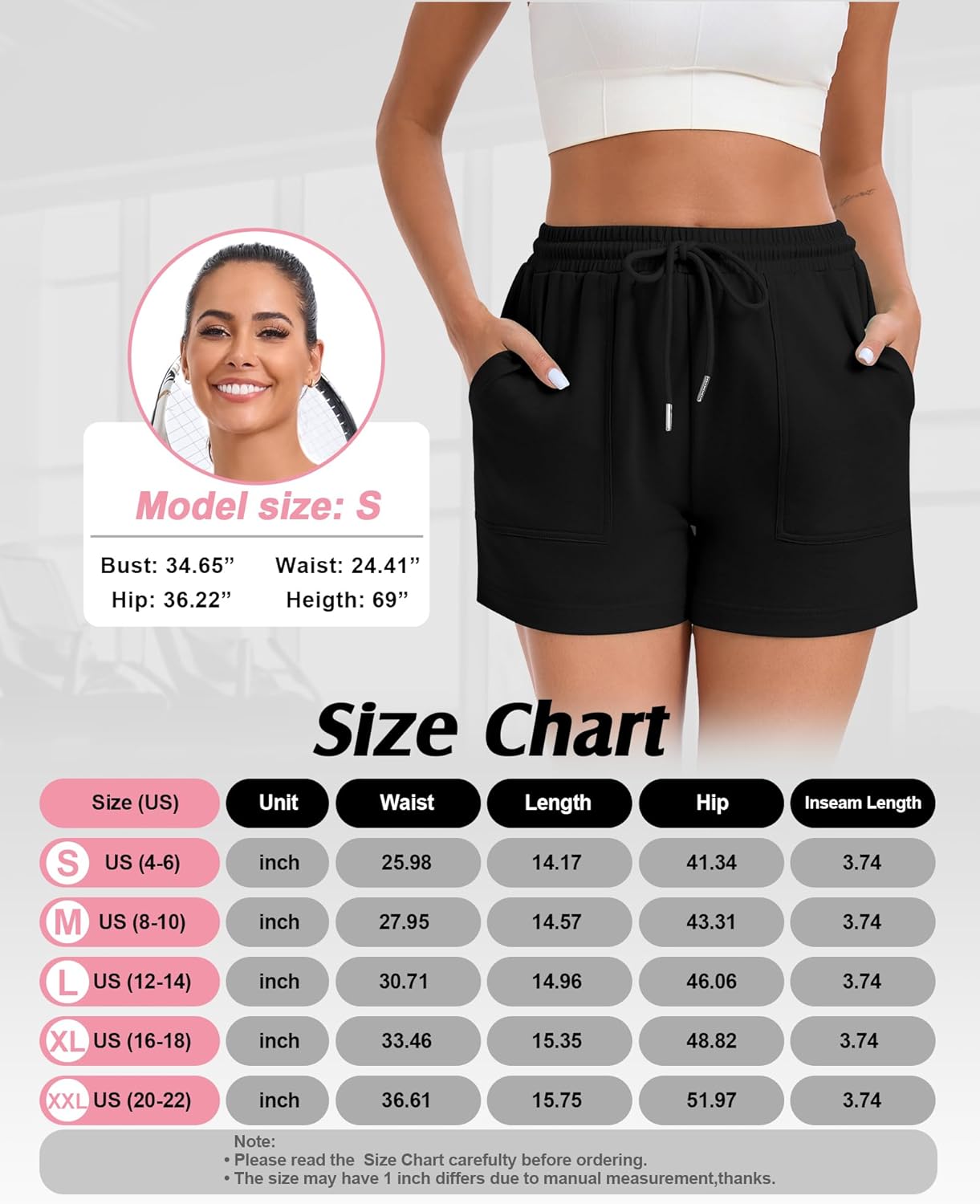 3 Pack Women's Sweat Shorts Lounge Casual with Pockets Drawstring Gym Athletic Shorts High Waist Summer Clothes
