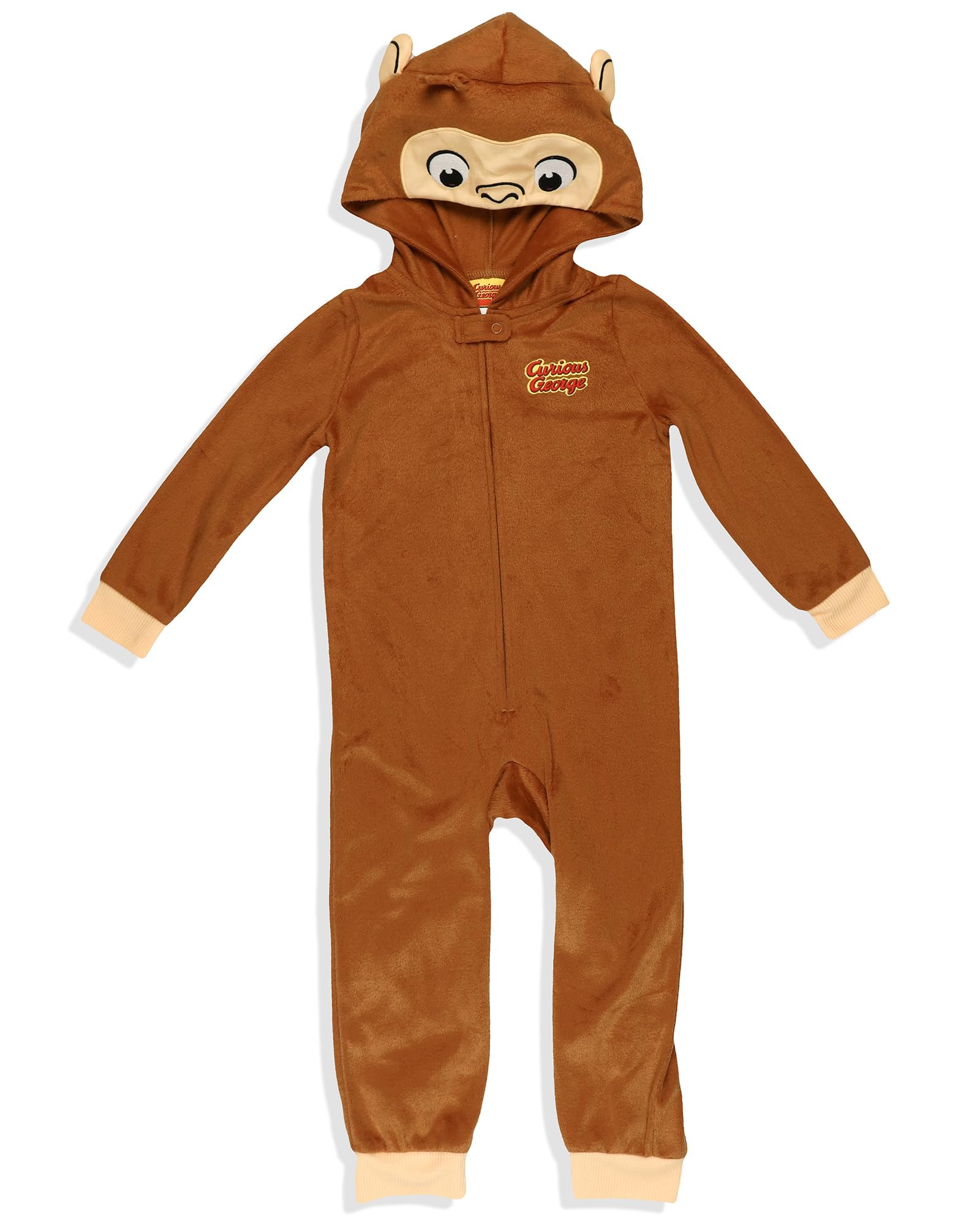 INTIMO Curious George Union Suit Toddler One Piece Hooded Loungewear Pajamas