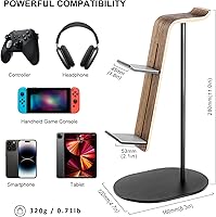 Vista 7 de Controller and Headset Holder, Aluminum and Wood Gaming Controller & Headphone Stand for PS5 PS4 Xbox One Nintendo Switch, Universal Desk Game