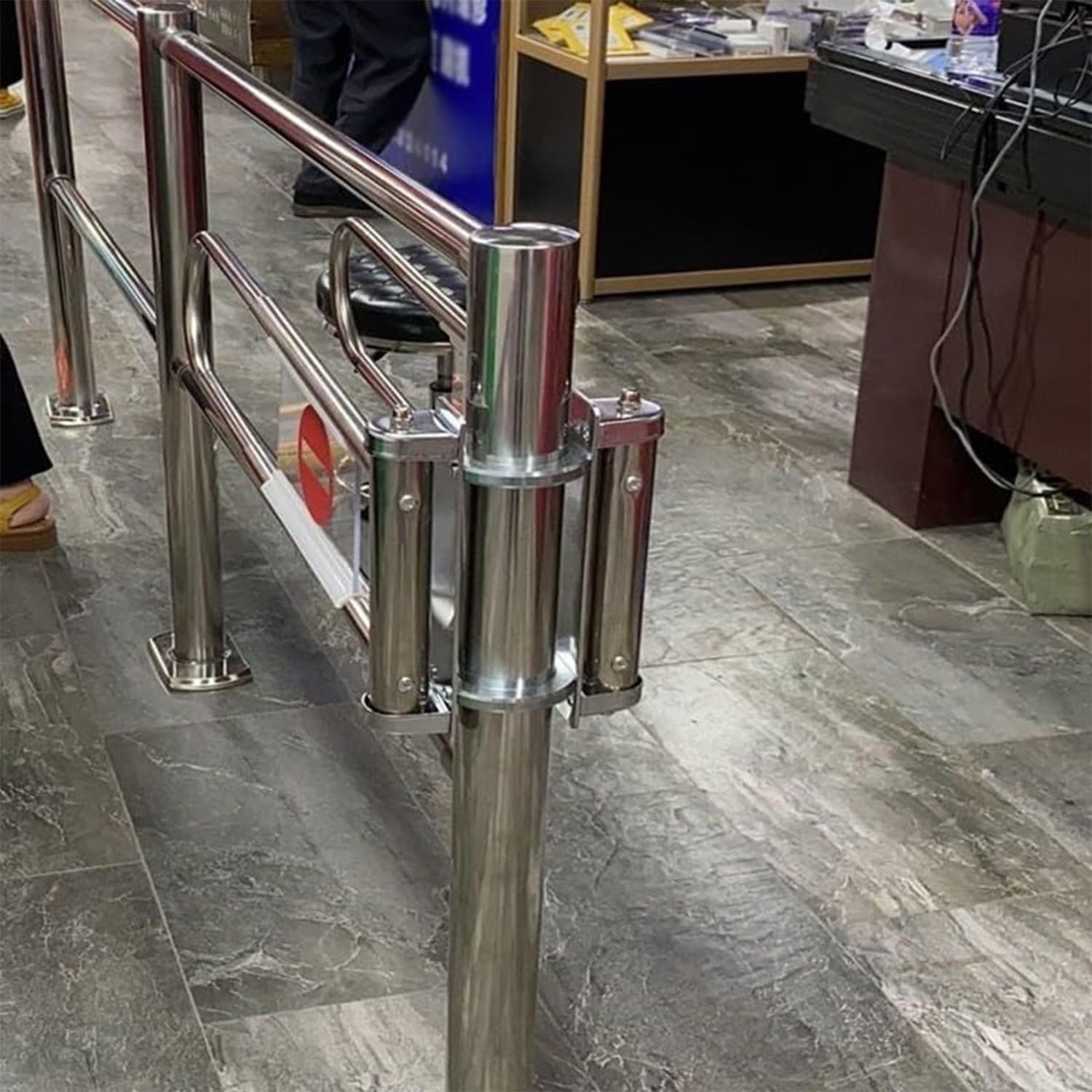 Supermercado Cajero Puerta Unidireccional, Puertas De Seguridad Acceso Metálica, Biblioteca Barrera Resorte Entrada Automático para Comerciales Compras Almacenes Centros Silver+Clear