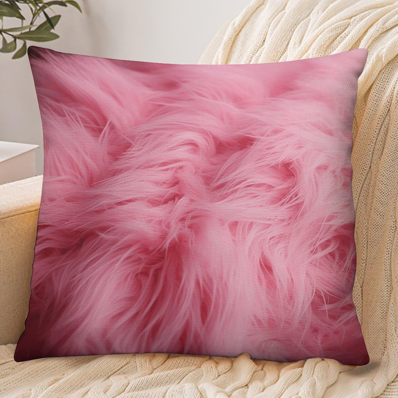 Fekiloot Style Pink Fluffy Fur Pattern Pillowcase Pillow Sham Pillow Case