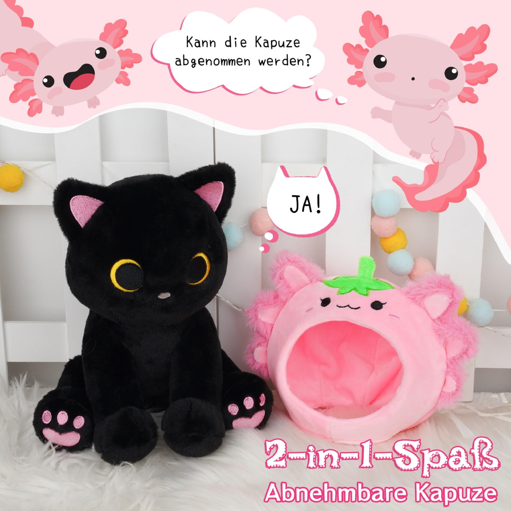 LEcylankEr Peluche chat - 50 cm - Douce - Coussin en peluche - Pour enfants, petite amie - Cadeau pour anniversaire, Noël, Saint-Valentin (gris, 50