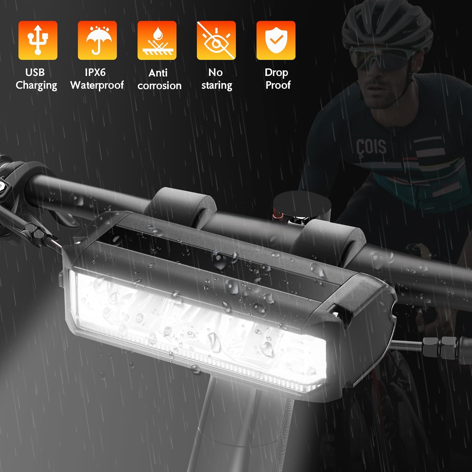 High Lumens Super Bright Bike Light for Night Riding, USB Rechargeable Bicycle Headlight, Waterproof Bike Headlight, Waterproof Bike Headlight and Taillight, MTB Off-Road Cycling Commuting - Image 4