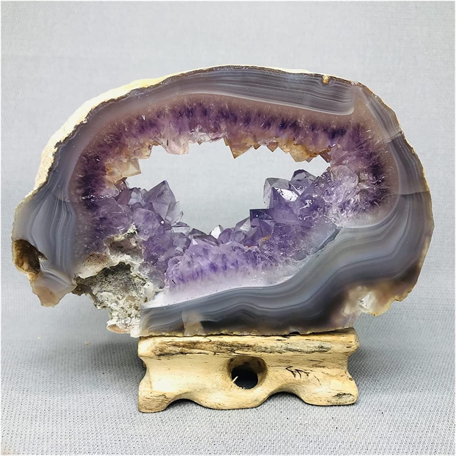 Tranche d'agate et améthyste naturelle brute JCAKES pour décoration spirituelle