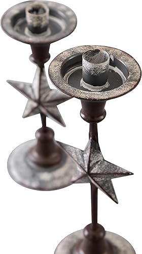 Miniatura 7 de SOFE Juego de 2 portavelas cónico de estrella retro navideña, juego de 2 portavelas cónicos, decoración de candelabros de hierro, decoración del