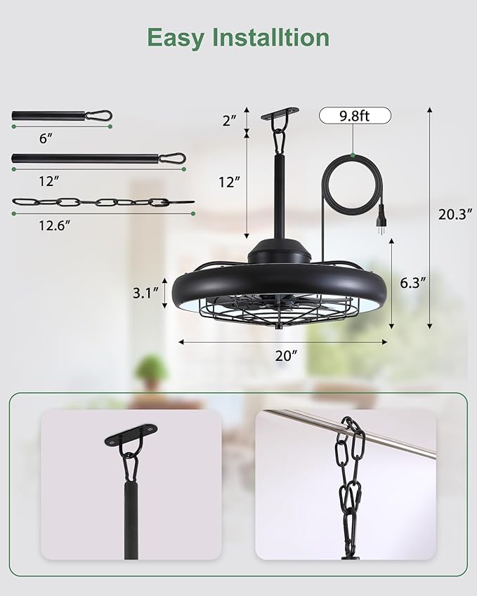 Ventilador de Techo 20" Exterior con Luz RGB, 6 Velocidades, miniatura 2