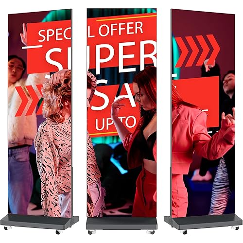 80″ P1.86 LED Screen (2-Pack) Spliceable Flexible Digital Signage Display, Mobile Phone&Computer Software Remote Release, USB Plug-and-Play Full Poster Screen LED Digital Signage Display Black