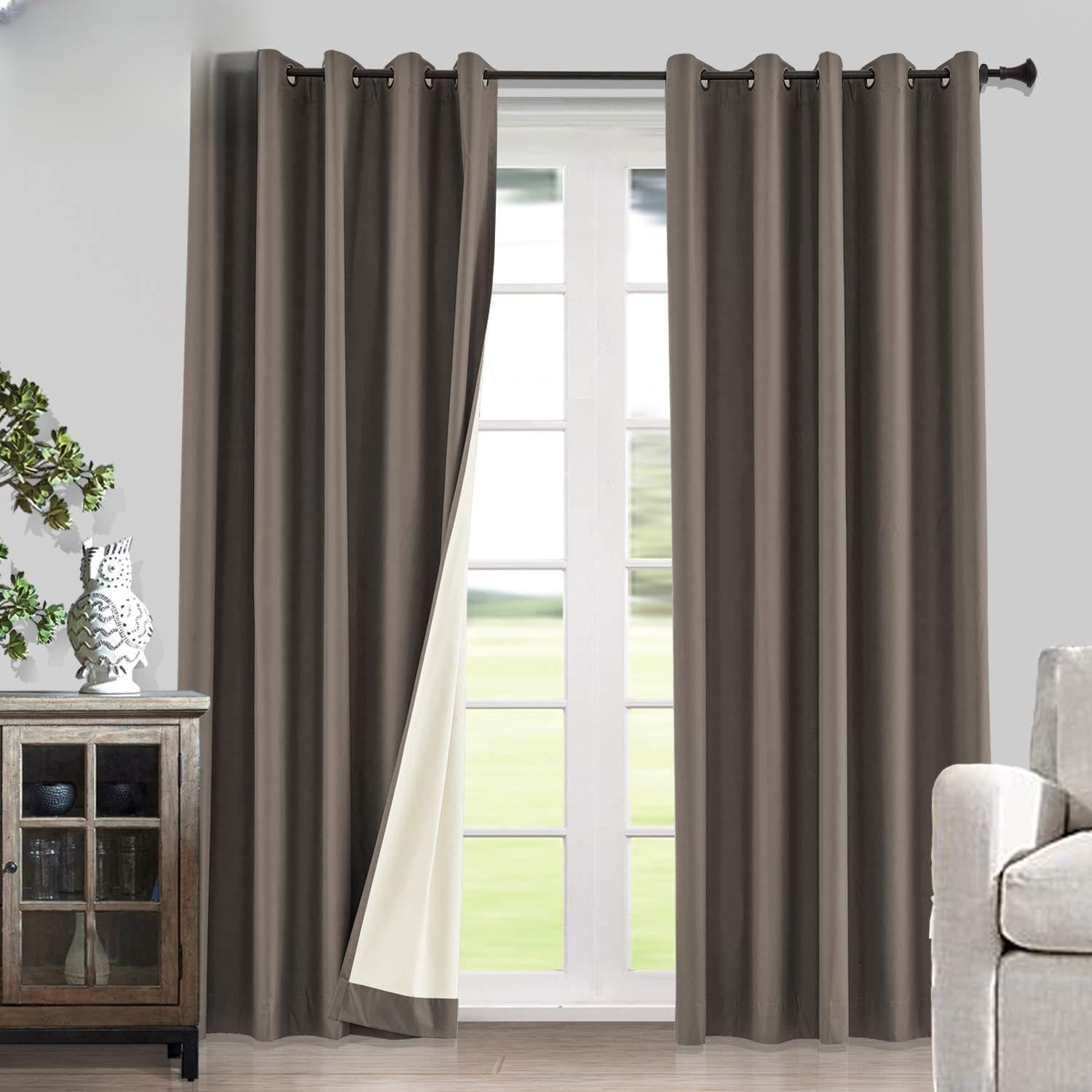 Macochico Room Darkening Curtains Flame Retardant Draperies Eco-Friendly Window Full Blackout Drapes Bronze Grommet Brown Curtain for Home,84" Wide by 96" Length (1 Panel)