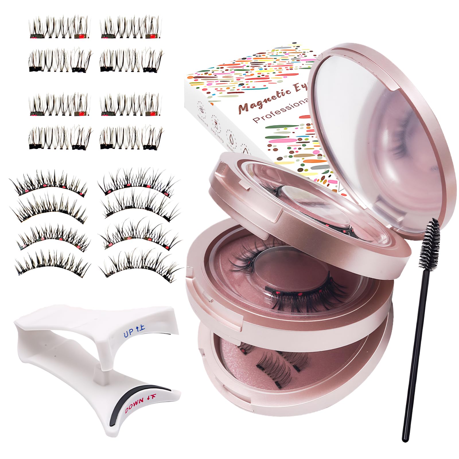 8 Pares Pestañas Postizas Magneticas Naturales Efecto 3D Ojos De Gato Reutilizables Kit Pestañas Magneticas Naturales Magnetic Lashes Con 1 Rizador Peine Estuchealm Acenamiento Caja Embalaje