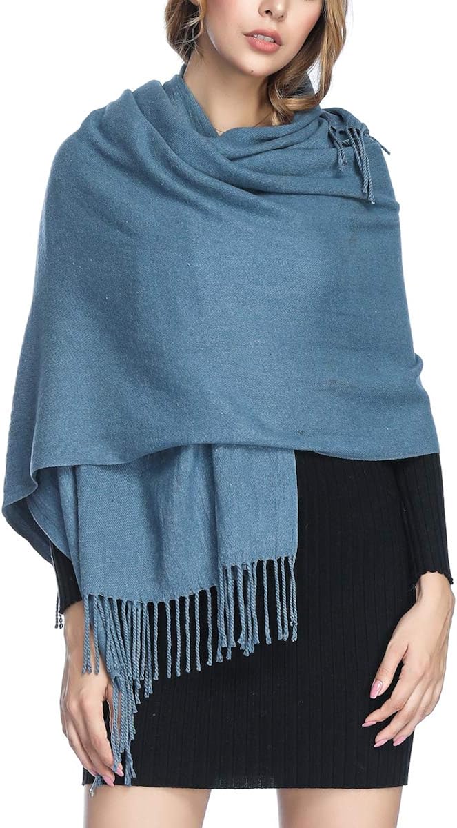 Extra Large Thick Soft Cashmere Wool Shawl Wraps for Women - PoilTreeWing Pashmina Scarf(Black) at  Women’s Clothing store