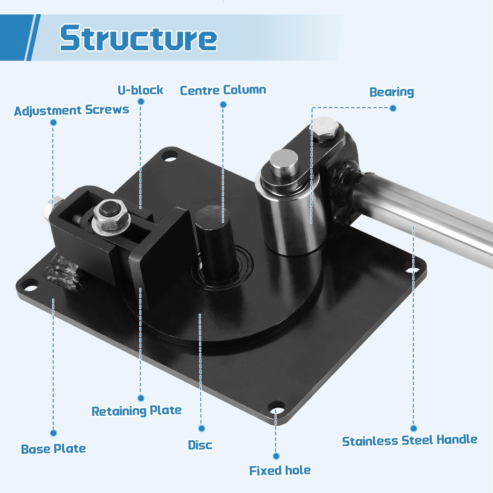 MXBAOHENG Dobladora Manual de Barra de Acero de 1-16 mm Doble Partición Dobladora Hierro Herramientas de Barra de Refuerzo de Mano de Metal para refuerzo de acero redondo, hierro plano y otros metales