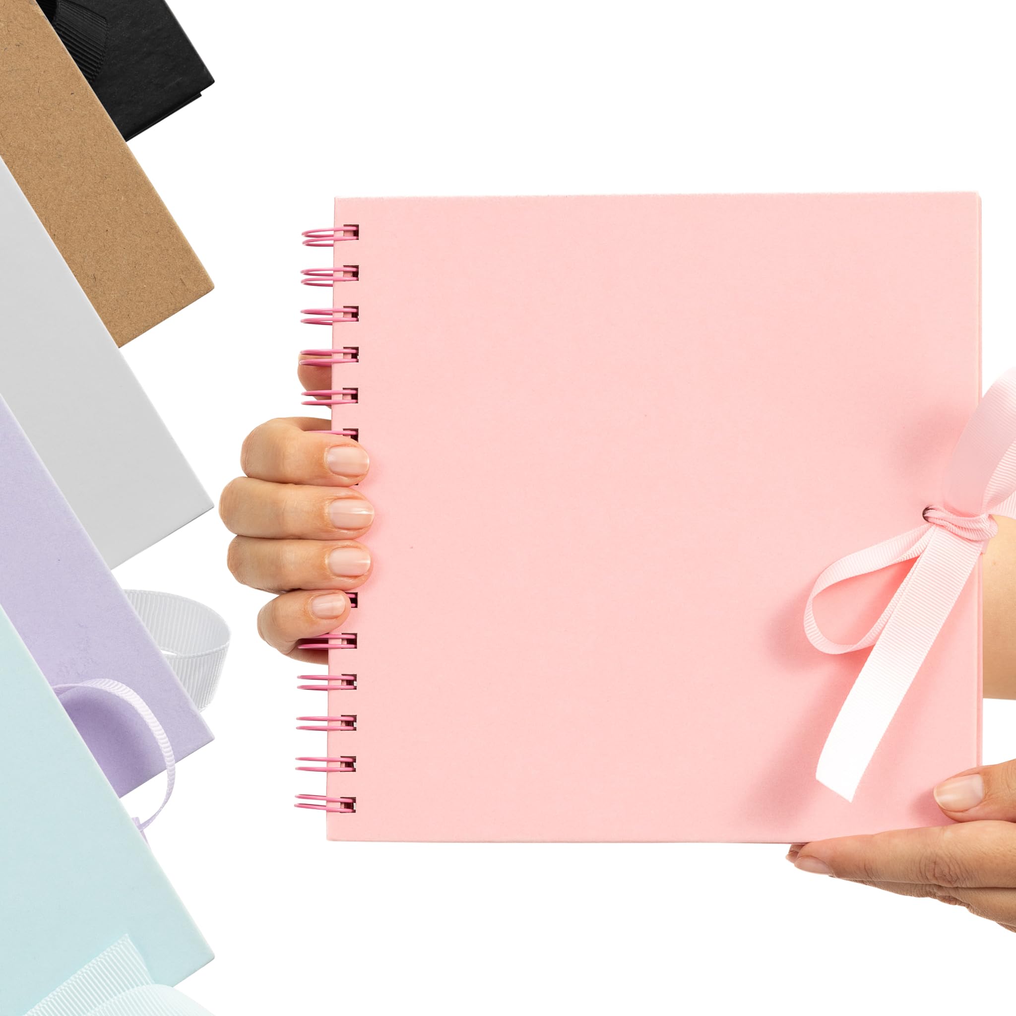 Evelay Scrapbook Photo Album Spiral Bound for Wedding Couple Travel Memory Book with 40 Pages - Medium, 8 x 8" (Pink)