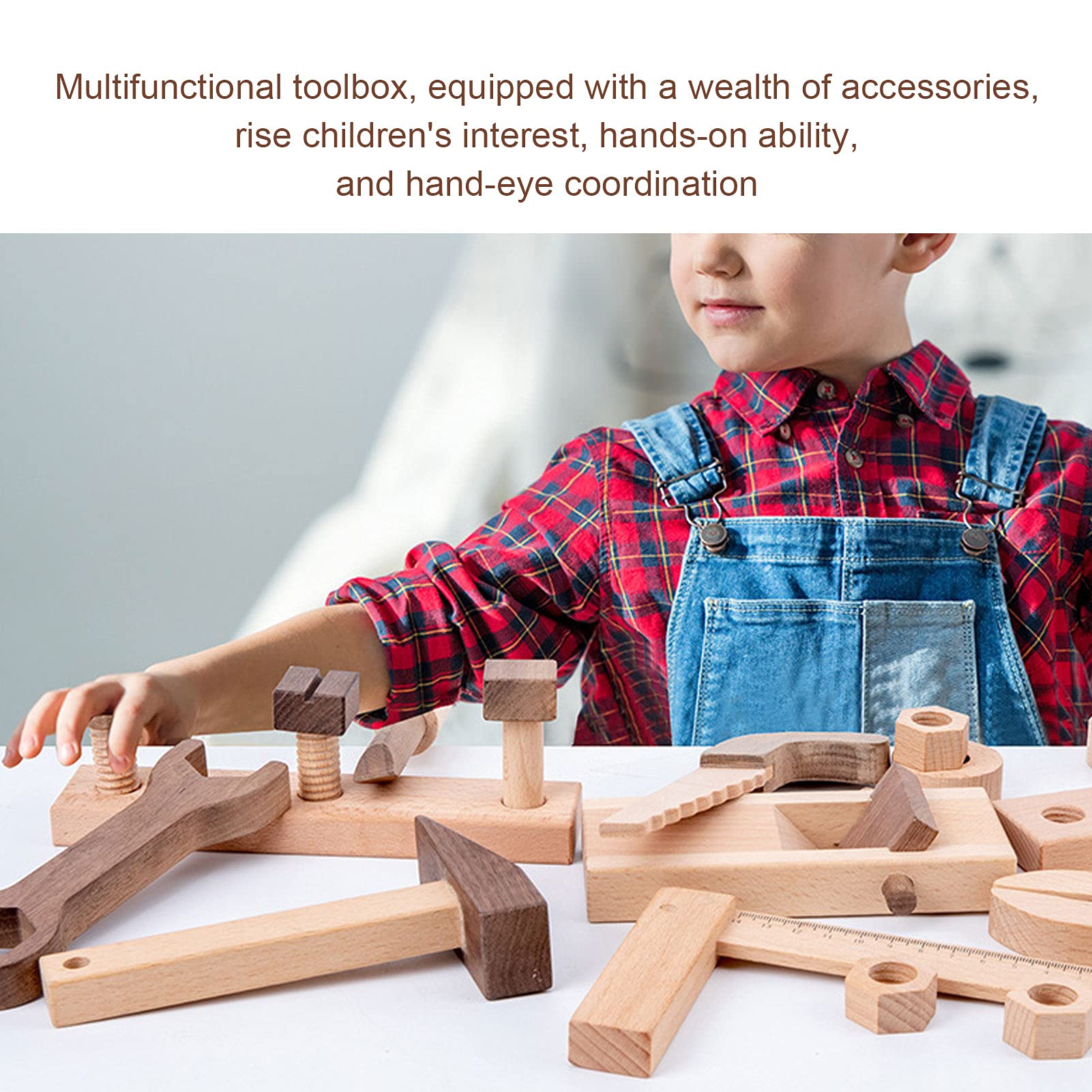 Kit de Herramientas niños, Conjunto de Herramientas para niños pequeños de Madera, Desmontaje de ensamblaje de la multifunción Educación temprana de la Caja de