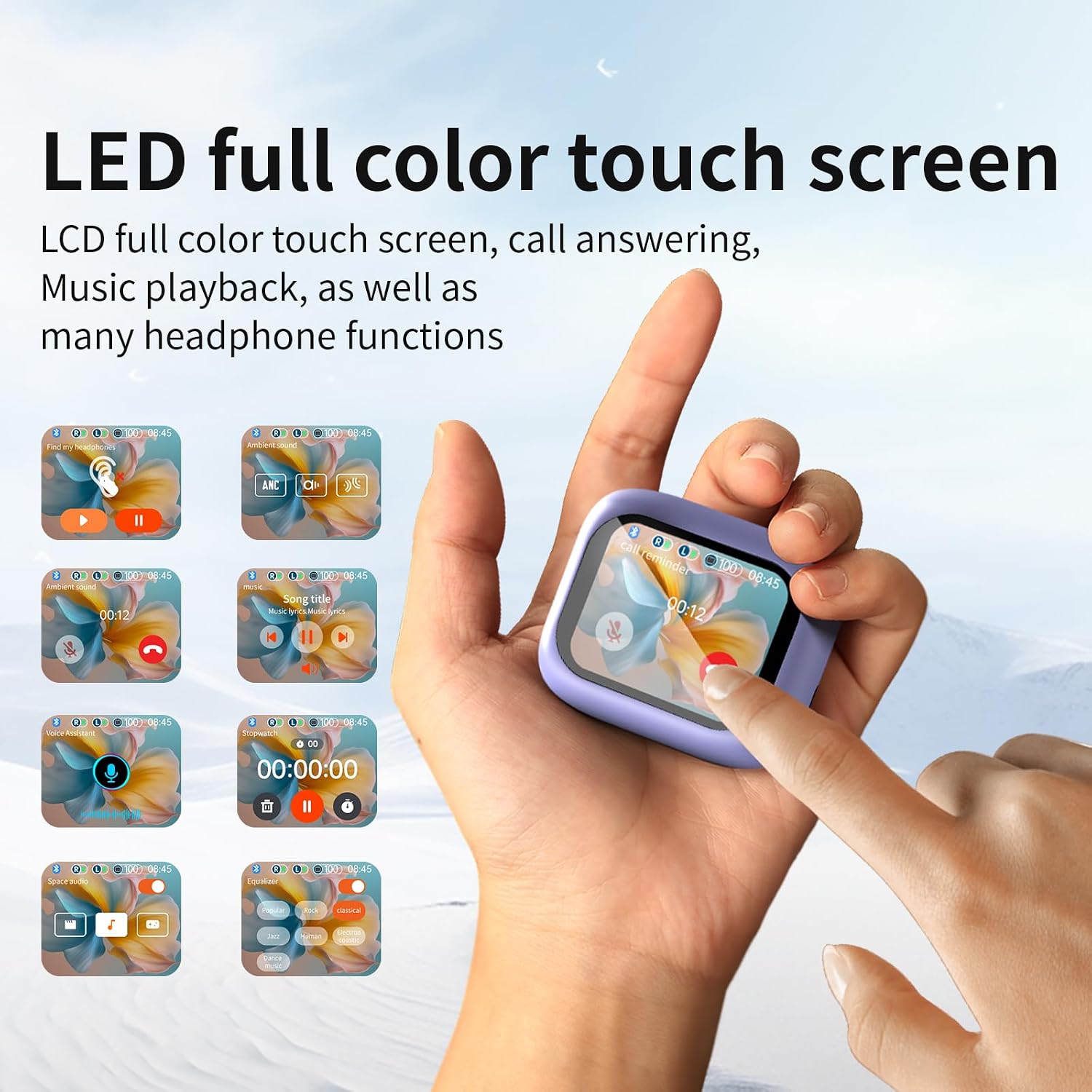 YXYKODM LX-10 Charging Case with LED touch screen displaying various functions