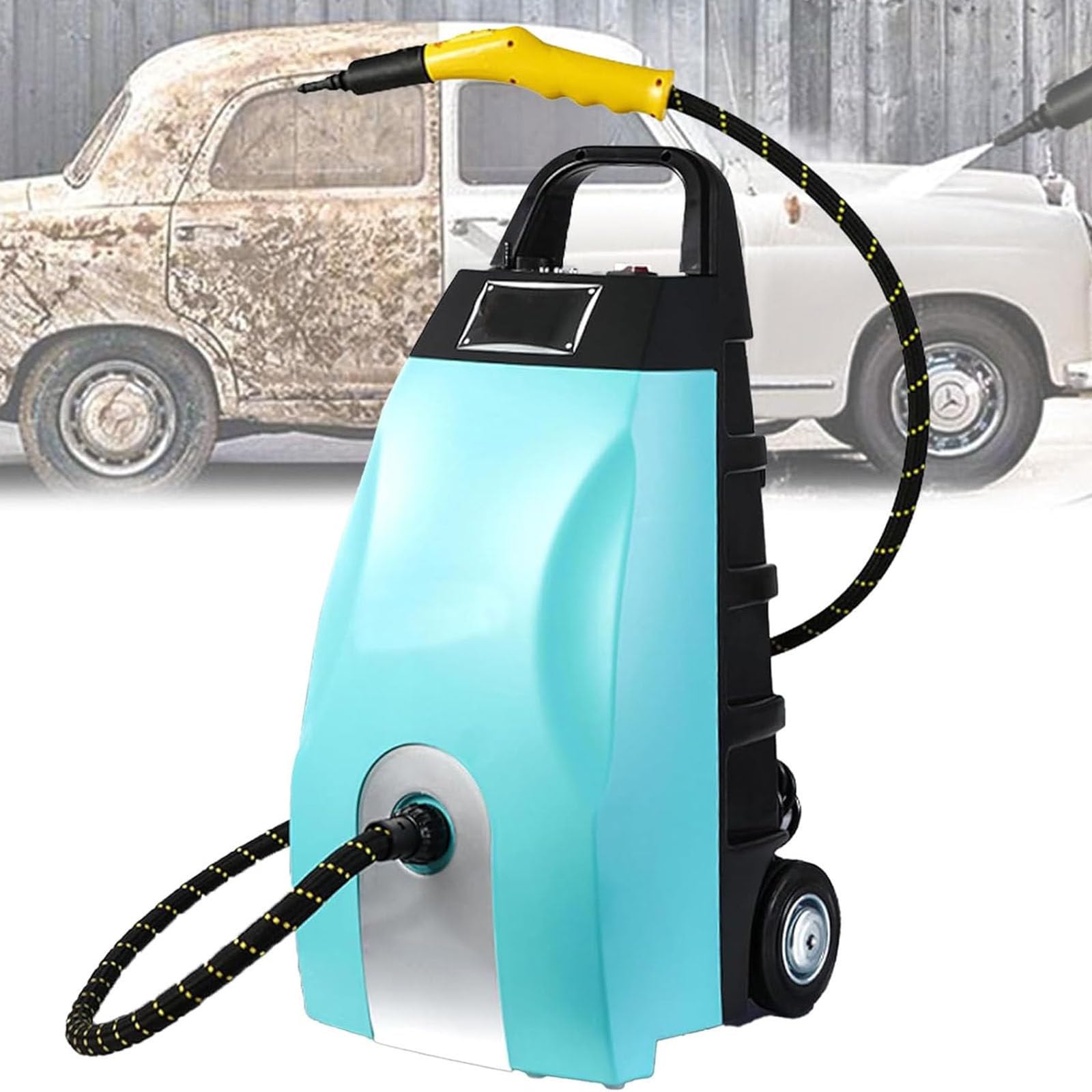 Limpiador a vapor multiusos de 3,5L,Hidrolimpiadora a vapor de alta presión y alta temperatura,Para limpieza de casas, coches, hoteles y aires acondicionados,Calentamiento en 40 segundos Blue