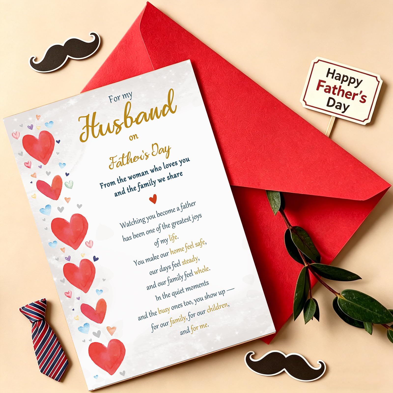 Beixian Biglietto per la festa del papà per marito da moglie, biglietto sentimentale per la festa del papà, biglietto romantico per papà dalla donna che ti ama, decorazione ricordo della famiglia per