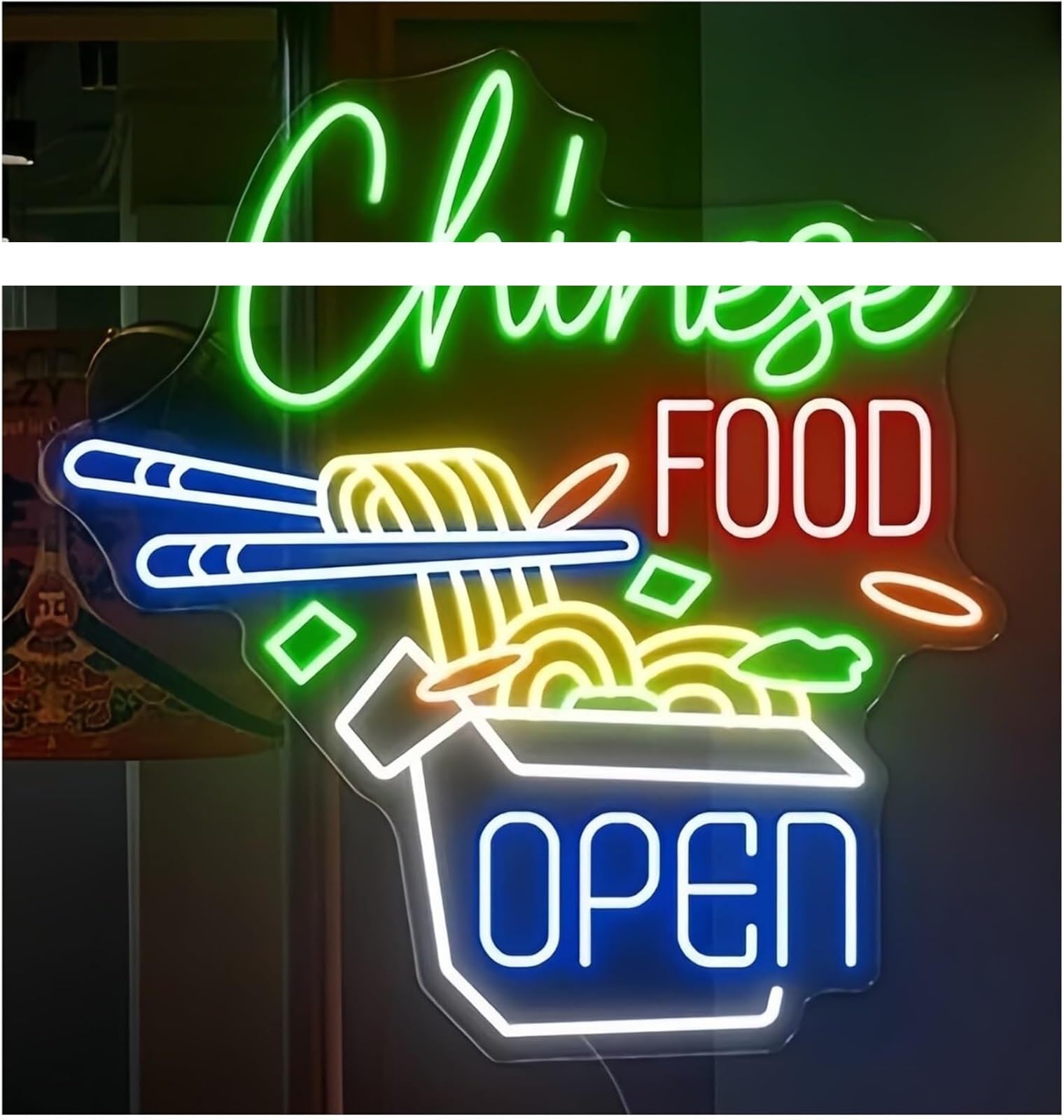 Wexxaii neon Light Sign Soothing Ambiance Neon Open Sign Lamp for Chinese Kitchen(E)