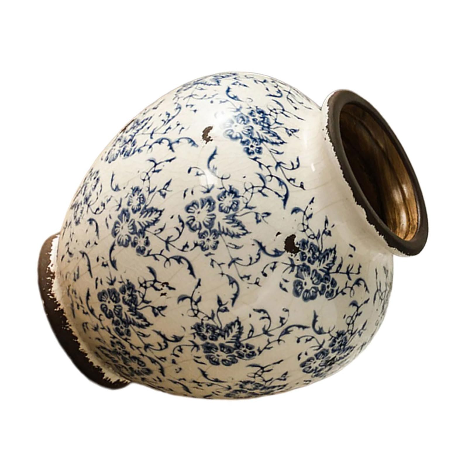 And White Porcelain Large Ceramics Vases for Florals Arrangement Crackles Glazes Home Decoration Living Room Centerpieces Crackles Glazes Flower Vases