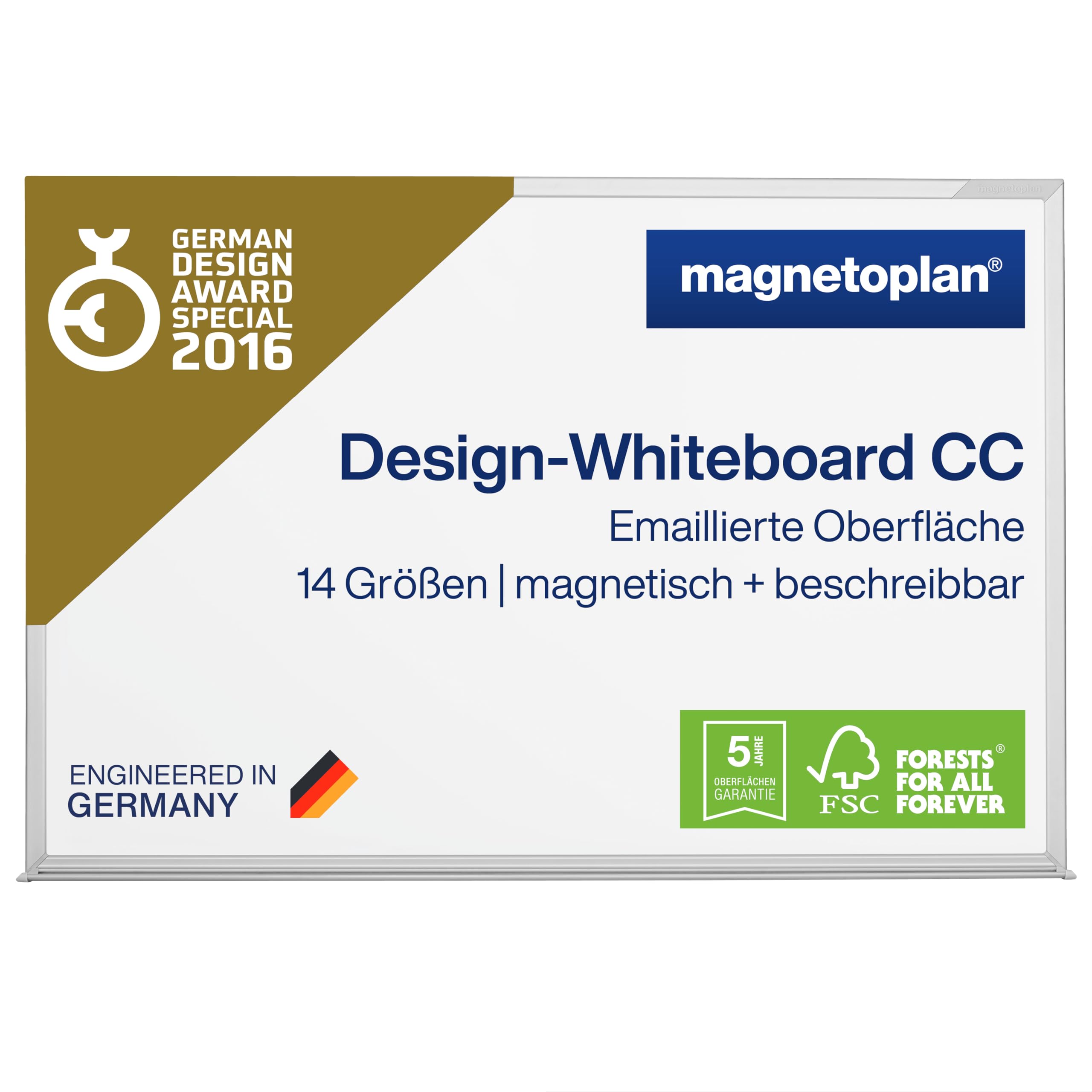 magnetoplan Design-Whiteboard CC | Magnettafel BxH 900x600mm | Stabile, emaillierte Oberfläche | Perfekte Schreibfläche | Bürobedarf | Memoboard für Büro- und Konferenzräume | Homeoffice