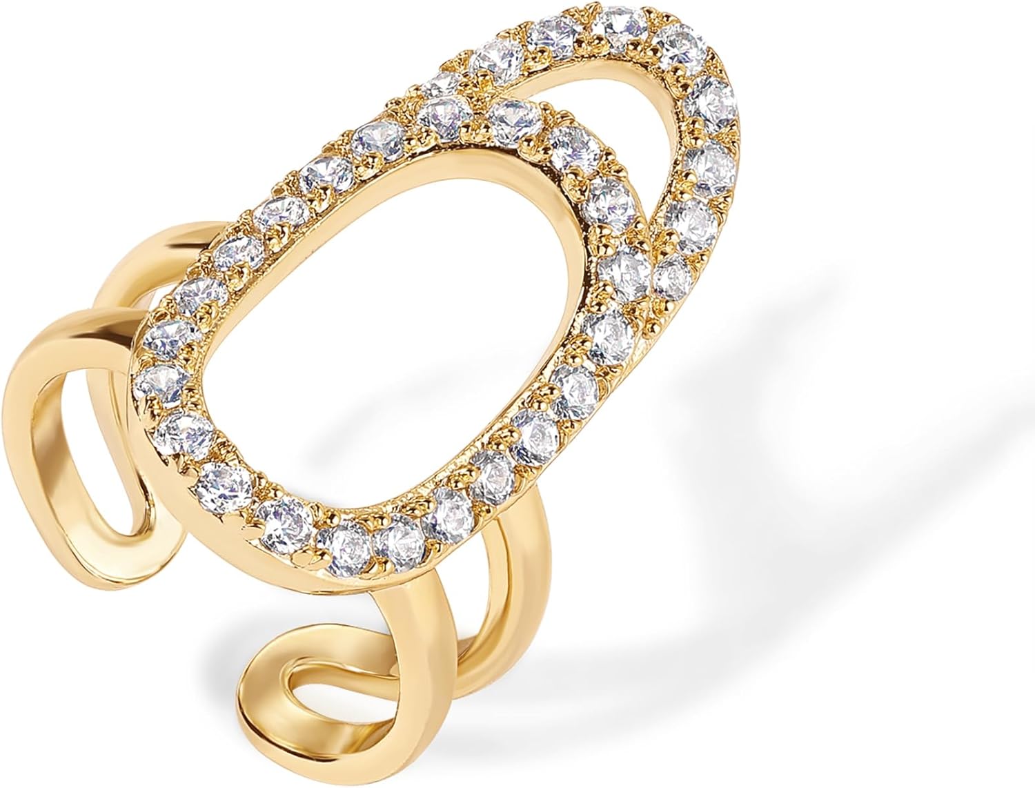 PAVOI 14K Gold Plated Manicure Nail Ring for Women | Adjustable Unique Fashion Statement Ring - Image 3