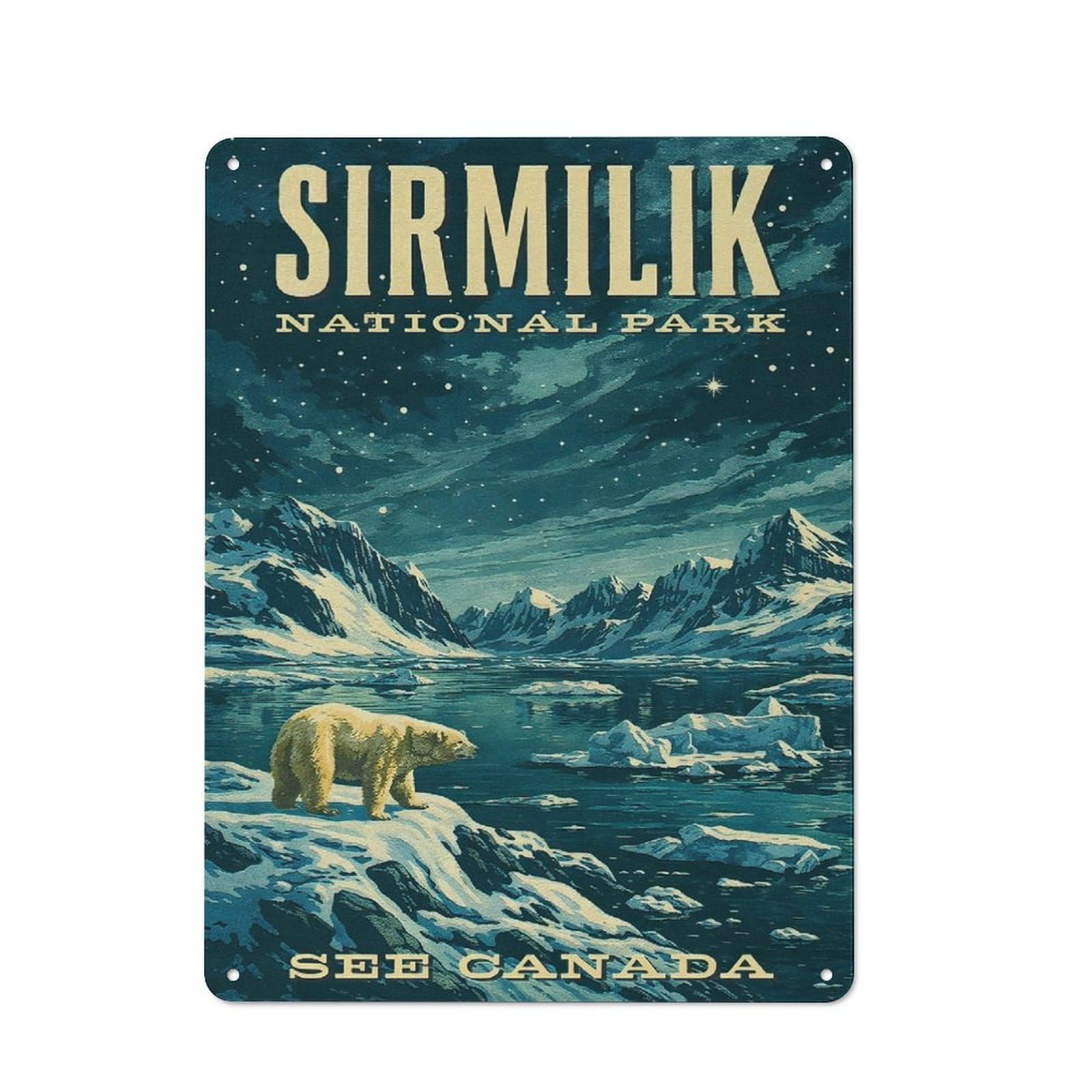Junmoney Style-11 Creative Sirmilik National Park Vintage Tin Sign 40X30cm, Study Room Decor For Workspace, Cafe, Shop Or Desk Area