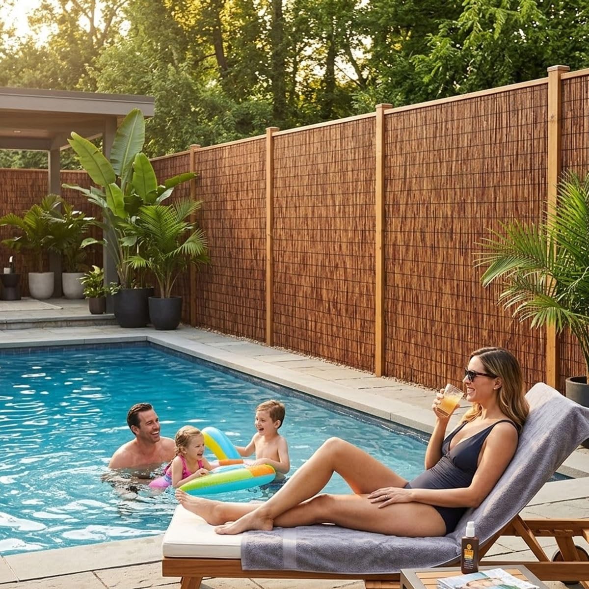 Générique Rouleau Canisse en Roseau Naturel, Brise Vue Occultant pour Balcon Terrasse, Clôture Canisse en Roseau Protection Vent Soleil, Palissade Décorative Jardin Extérieur(61x884cm(2x29ft))