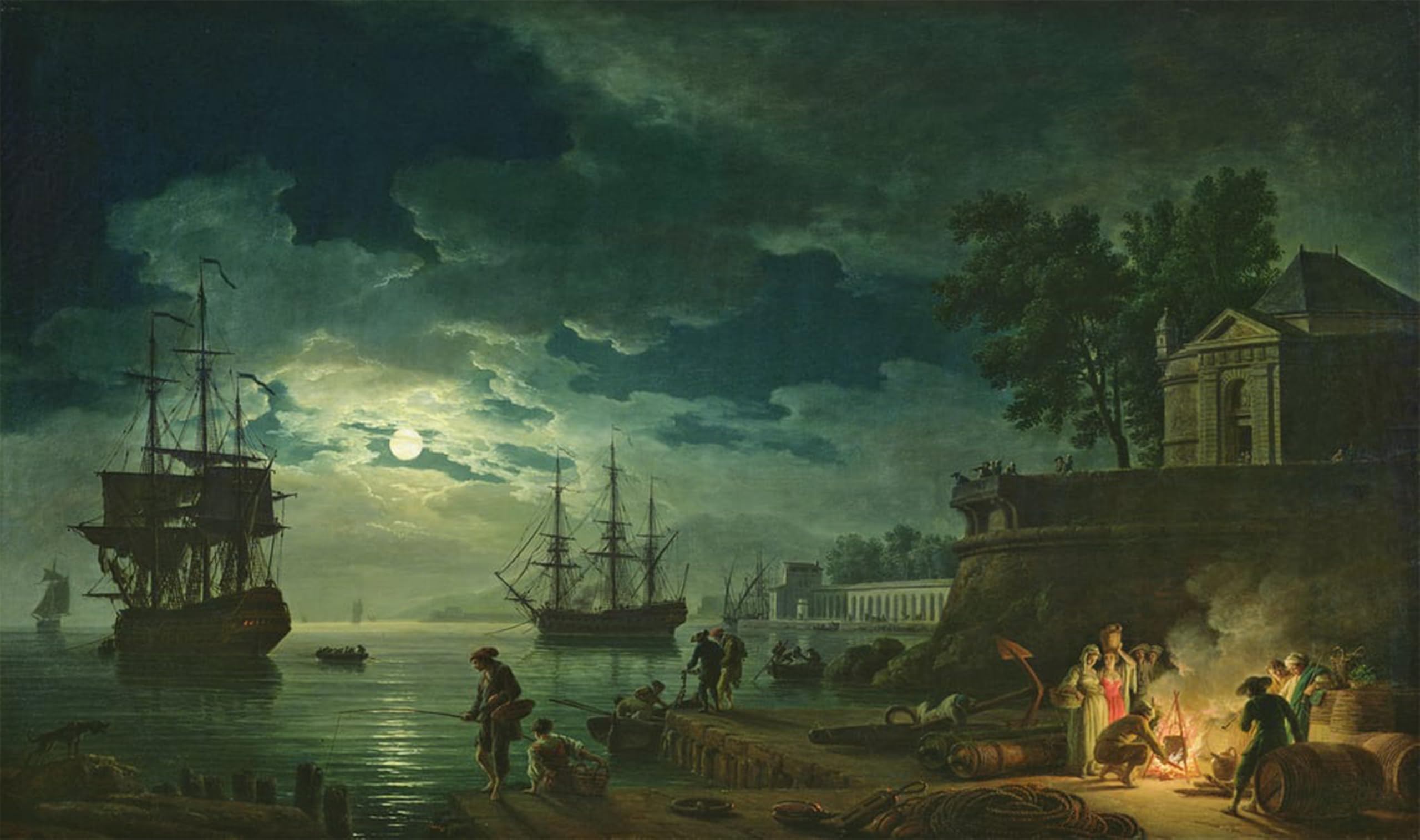 SERENDIPITP Aesthetic Poster Photo Wall Print Retro Picture Night a Port in the Moonlight by Claude Vernet Modern Wall Artwork for Home Decor 60x90cm