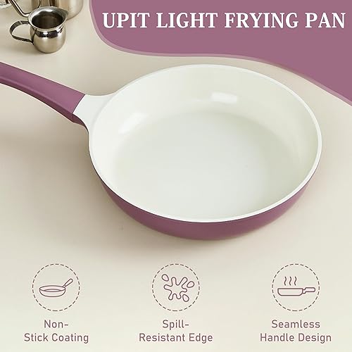 Miniatura 4 de UPIT Sartén de cerámica antiadherente Sartén no tóxica resistente a los arañazos PFOA y PFOS para cocinar, compatible con estufas de inducción, gas