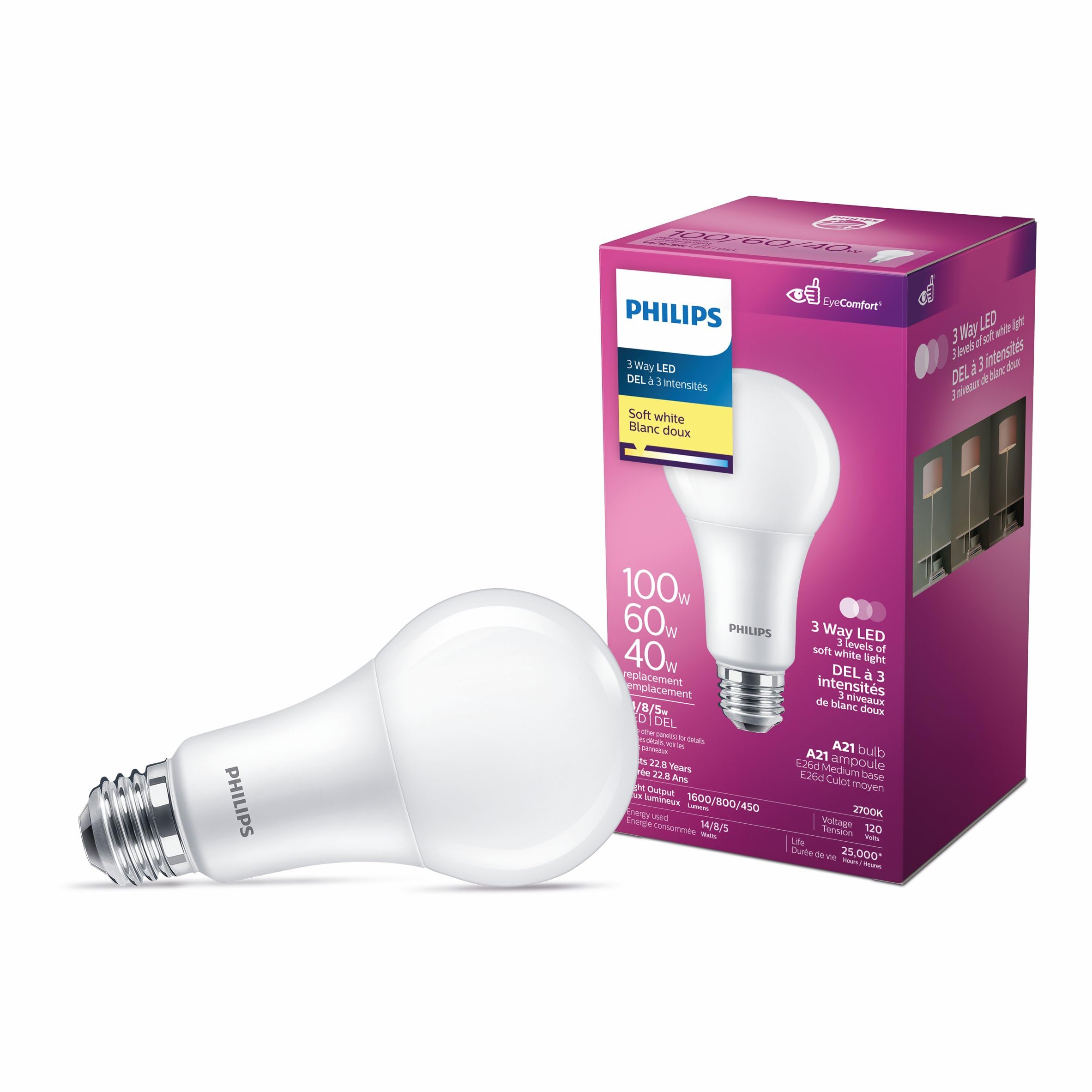 Philips 556944 Led 40/60/100W A21 Trilight Soft White (2700K), LED