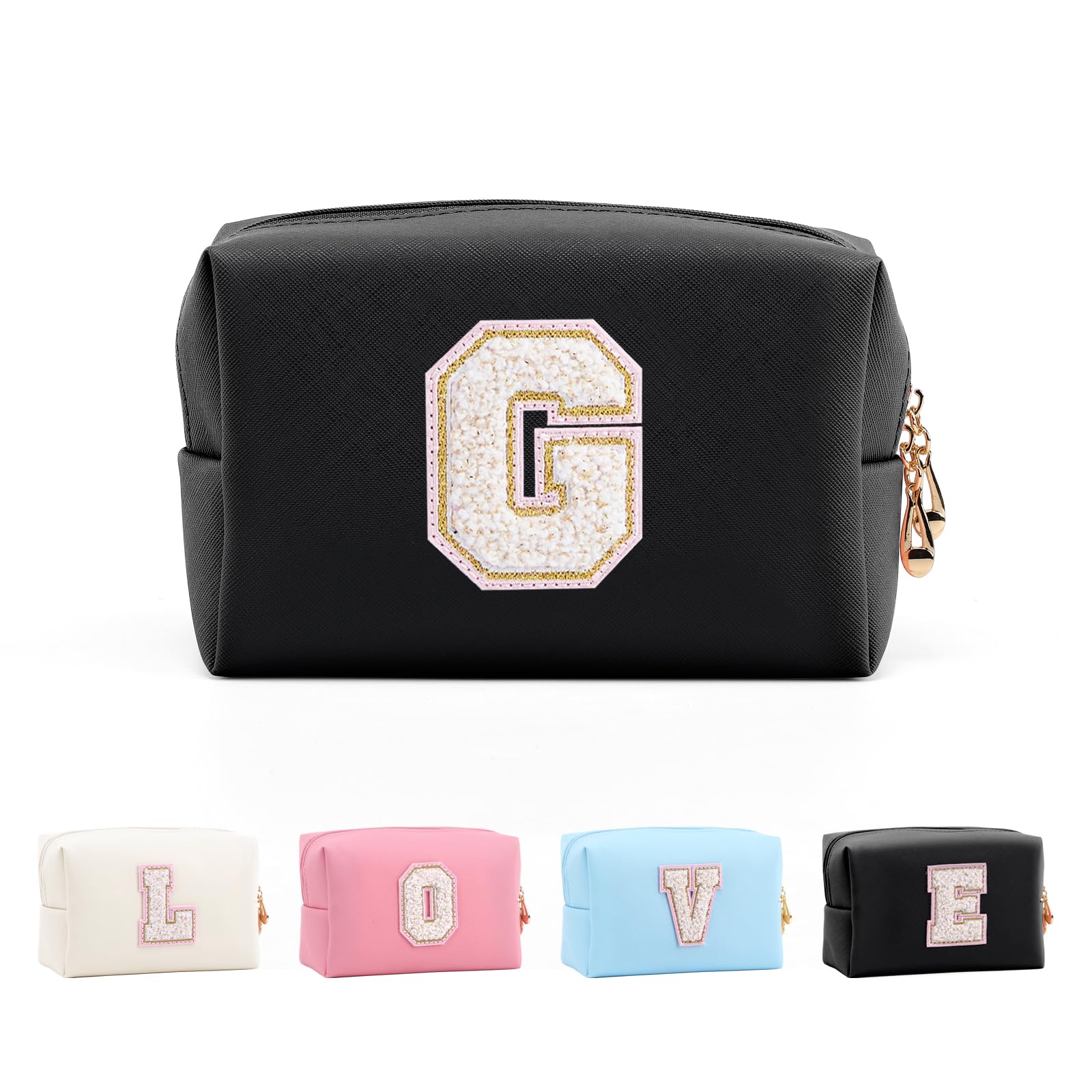 Bolsa de Maquillaje, Bolsa de Cosméticos Impermeable de Viaje, PU Cuero, Neceser de Baño, Bolsa De Aseo Y Almacenamiento para Mujer,Cosas Preppy para niñas Adolescentes (Letra A-Z) — view 99