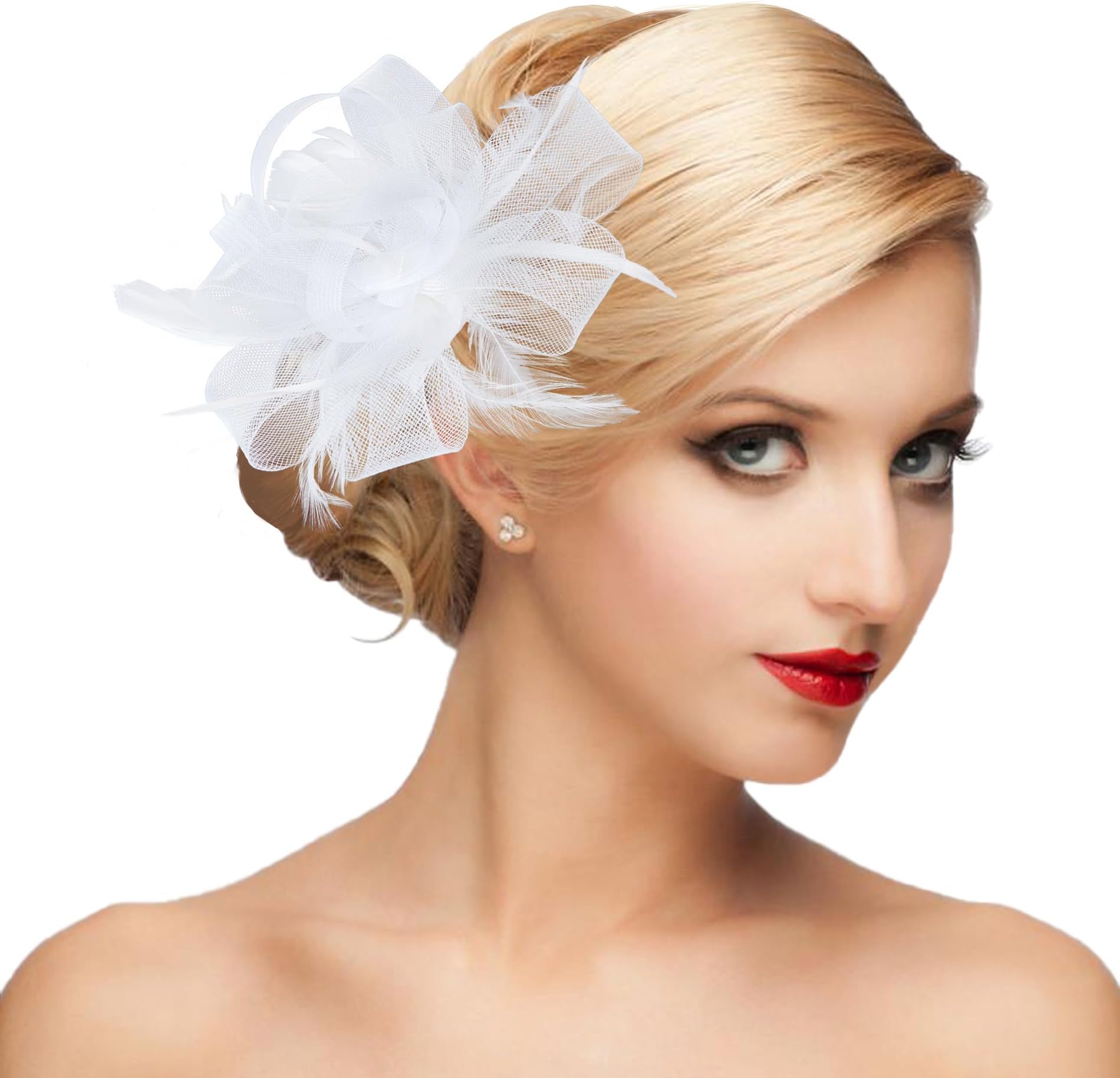 Womens Fascinator Hat Headpiece 20s Vintage Wedding Hair Accessories for Derby/Wedding/Cocktail/Tea Party