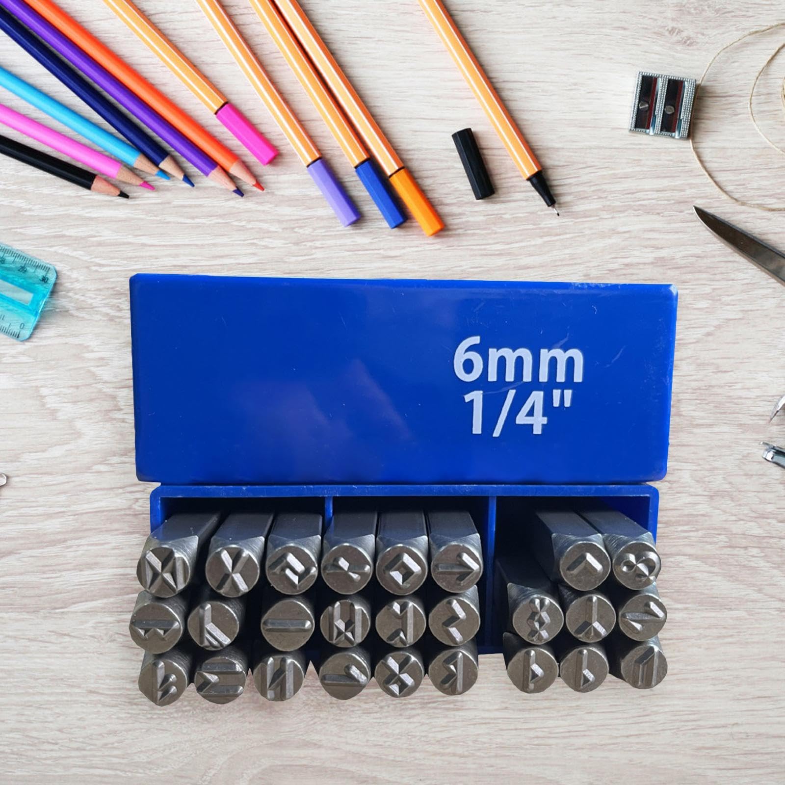 Oshhni Gothic Steampunk Stempelset Metallstempel Werkzeugset mit Etui Symbol Stempelset Alphabet Bastelstempel für Stahl Papier Aluminium
