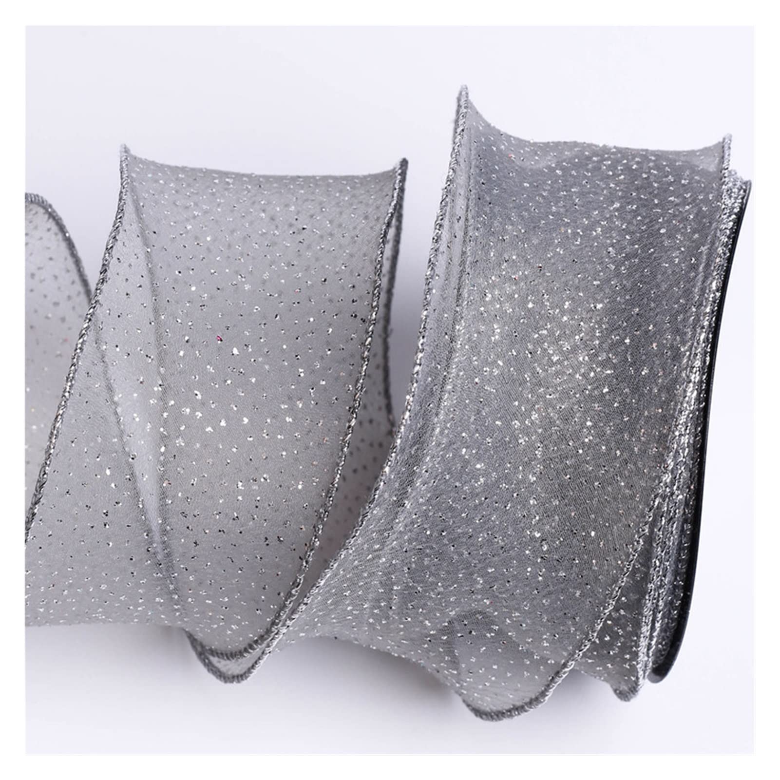 Cinta de organza plata para envolver regalos y lazos de flores de bricolaje