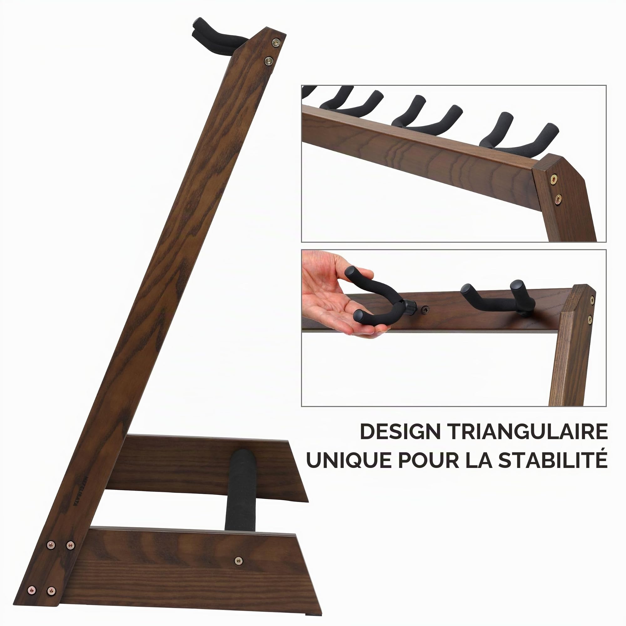 Nefelibata Support de guitare multifonction 5 supports en bois pour guitares et étuis, guitares électriques, guitares acoustiques, basses, violoncelles – Frêne allemand